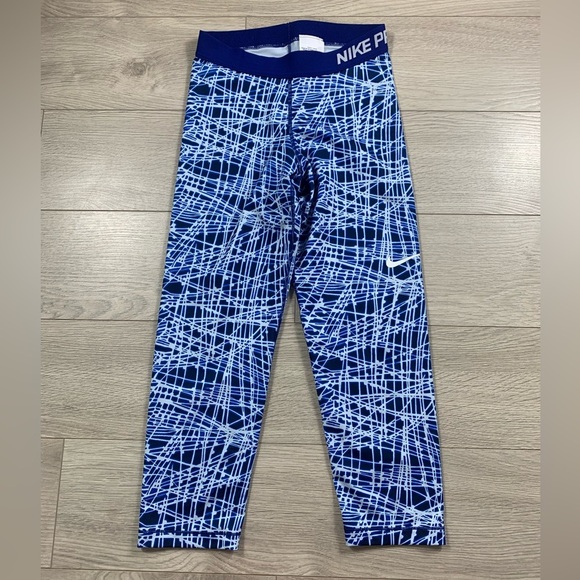 Nike Pro Cool Tracer Capri 3/4 Tights Deep Royal Blue/Game Royal/White - Picture 5 of 14